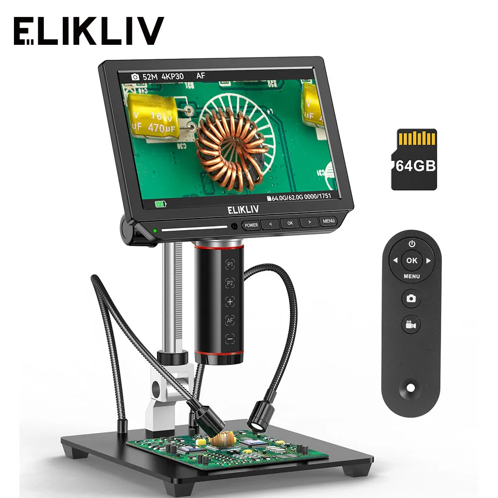 Electronics Repair Videos - Elikliv EM4K-AF 4K Digital Microscope Autofocus