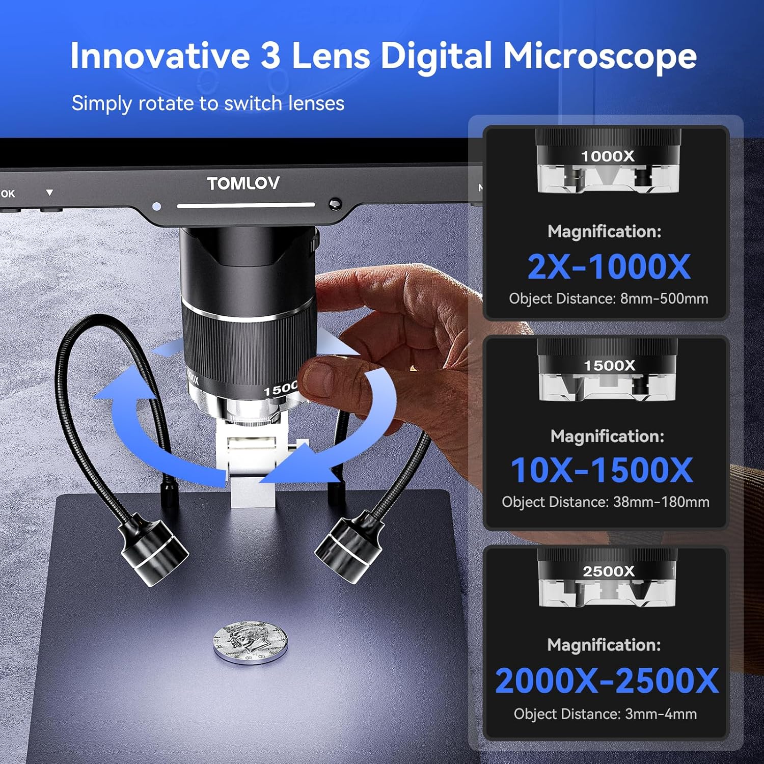 TOMLOV 3-Lens Digital Microsco - đánh giá và giá Electronics Repair Videos
